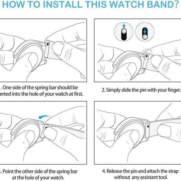 Premium 20mm Quick Release  Leather Band for Garmin Watch 245/645/Vivoactive 5 - Picture 5 of 5